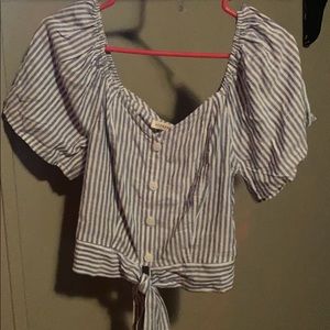 strapless tie front crop top